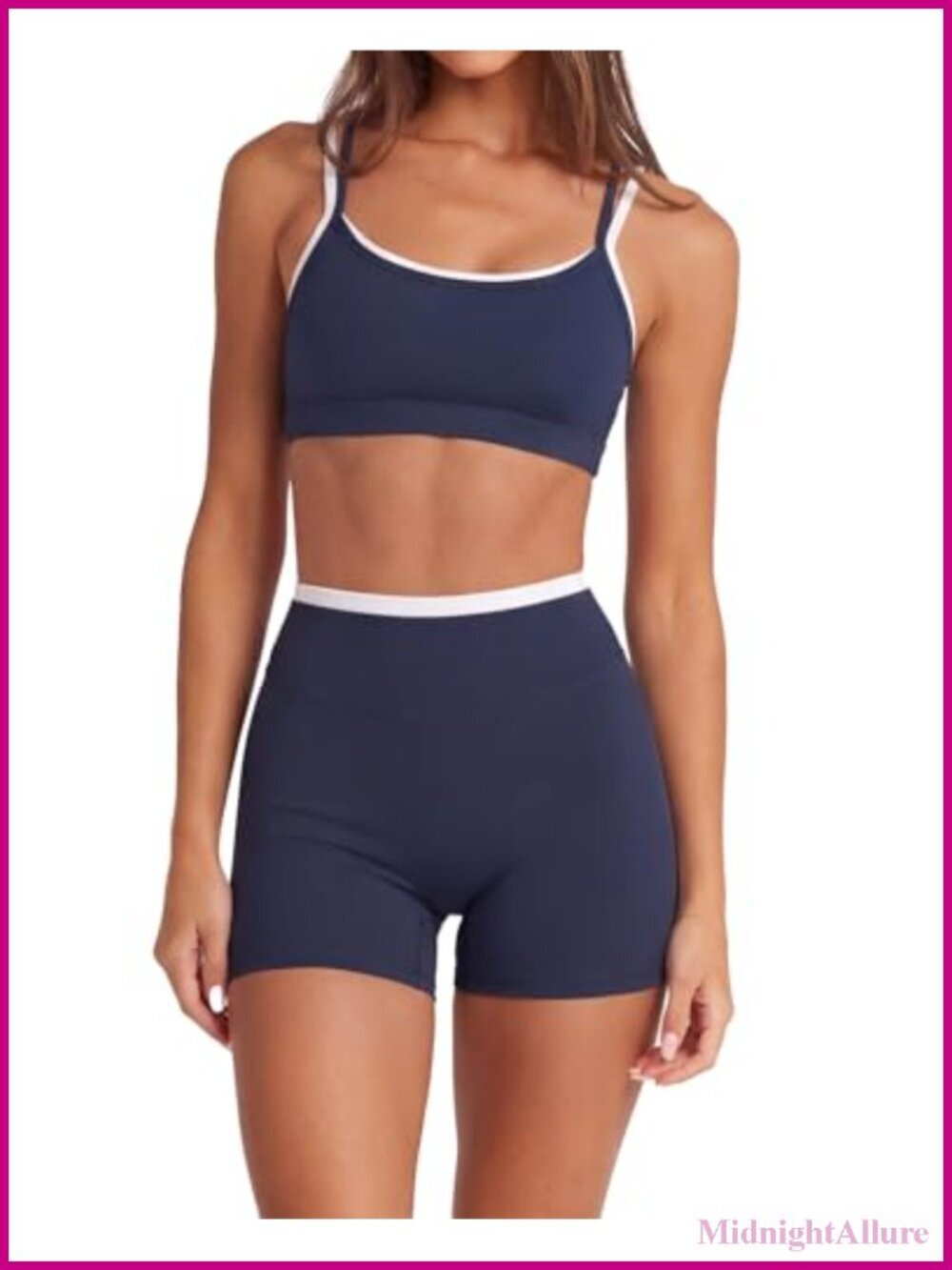 Two Piece Workout Set with Padded Camisole and High Waist Biker Shorts